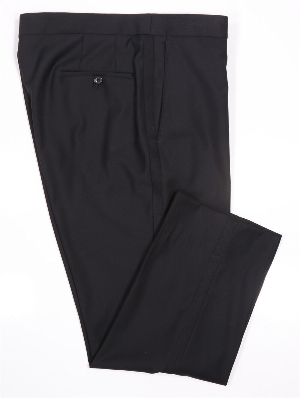 Paul Stuart Black Flat Front Formal Tuxedo Wool Dress Pants Trousers 34x27